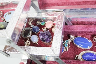 Lot 745 - A jewellery box containing thirty-three silver,...