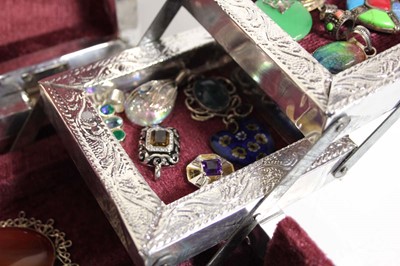 Lot 745 - A jewellery box containing thirty-three silver,...