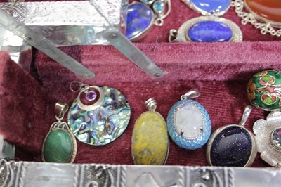 Lot 745 - A jewellery box containing thirty-three silver,...