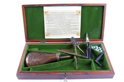 Lot 1279 - Mahogany case for black powder revolver, with...
