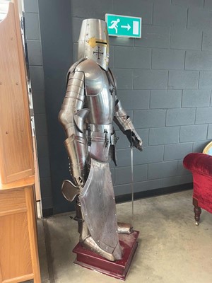 Lot 5336 - Modern metal suit of knights armour with...