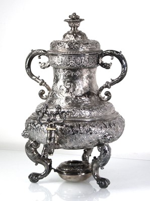Lot 323 - A 19th century spirit kettle or samovar...