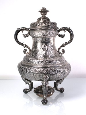 Lot 323 - A 19th century spirit kettle or samovar...