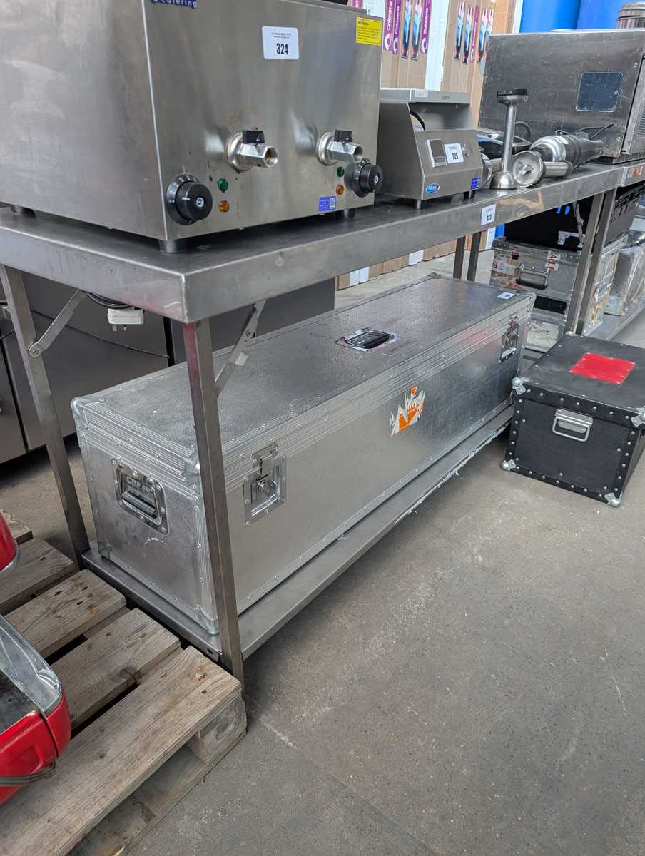 Lot 323 - 6 stainless steel folding trestles tables with...