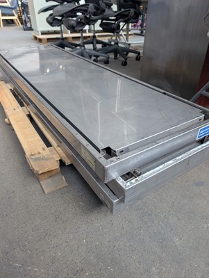 Lot 323 - 6 stainless steel folding trestles tables with...
