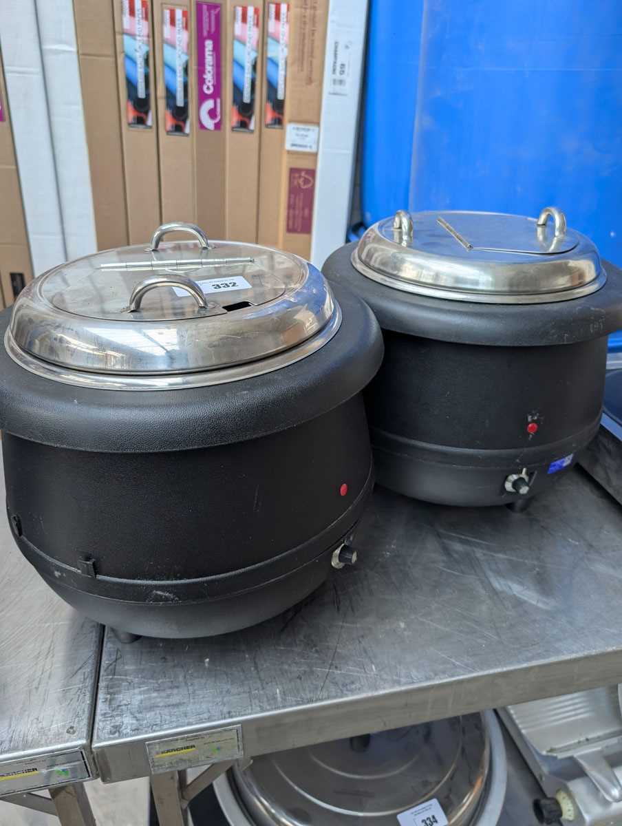 Lot 332 - 2 soup kettles