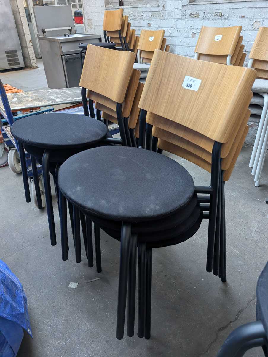 Lot 339 - 8 Tip Toe black stacking chairs