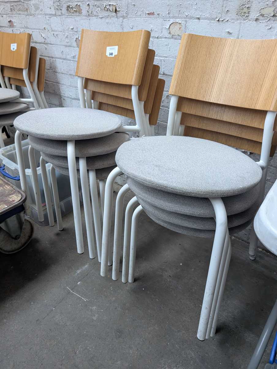 Lot 340 - 8 Tip Toe cream stacking chairs