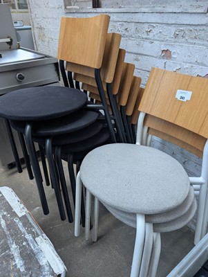 Lot 341 - 5 Tip Toe black stacking chairs and 3 Tip Toe...