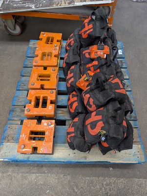 Lot 351 - Pallet with 15 sand bag weights and 10 12.5kg...