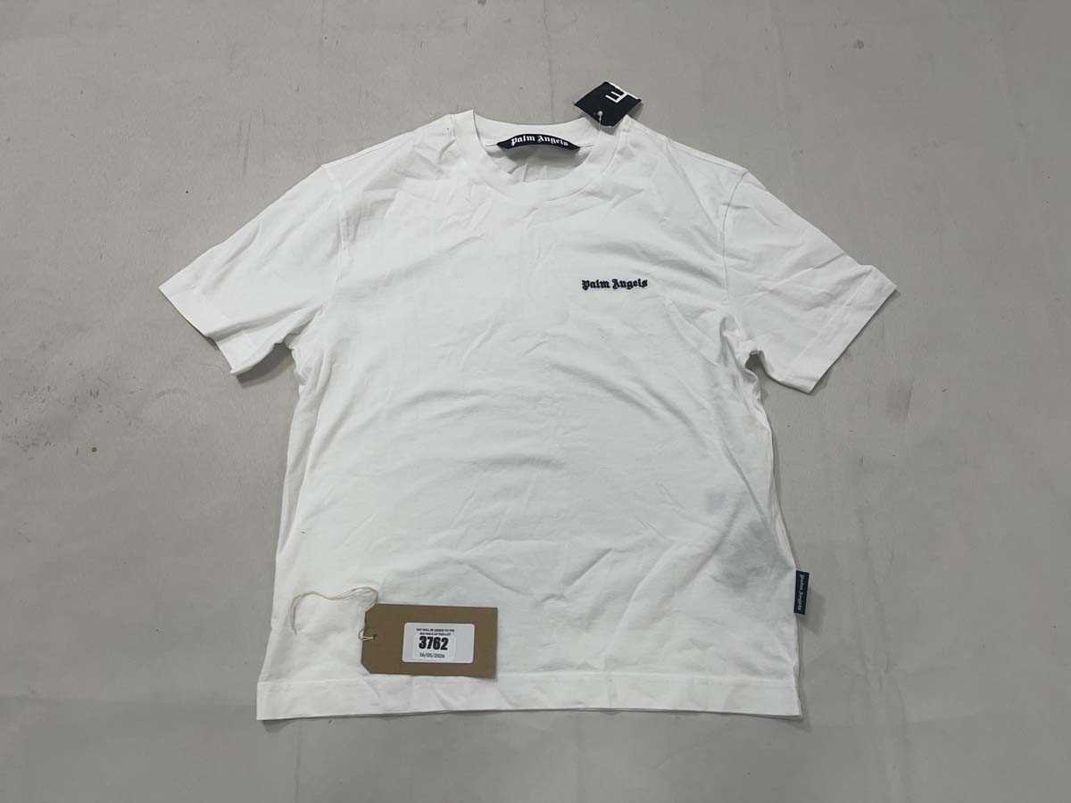 Lot 3762 - Palm Angels logo tee in white size small...