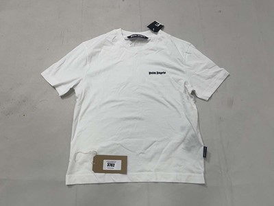 Lot 3762 - Palm Angels logo tee in white size small...