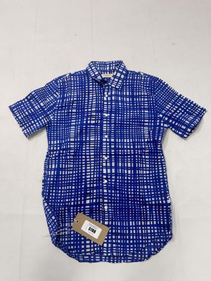 Lot 3788 - Burberry London blue square print shirt size...