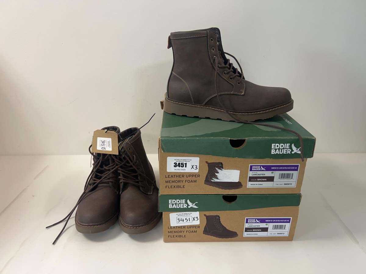Lot 3451 - 3x Men's Eddie Bauer Lancaster leather boots