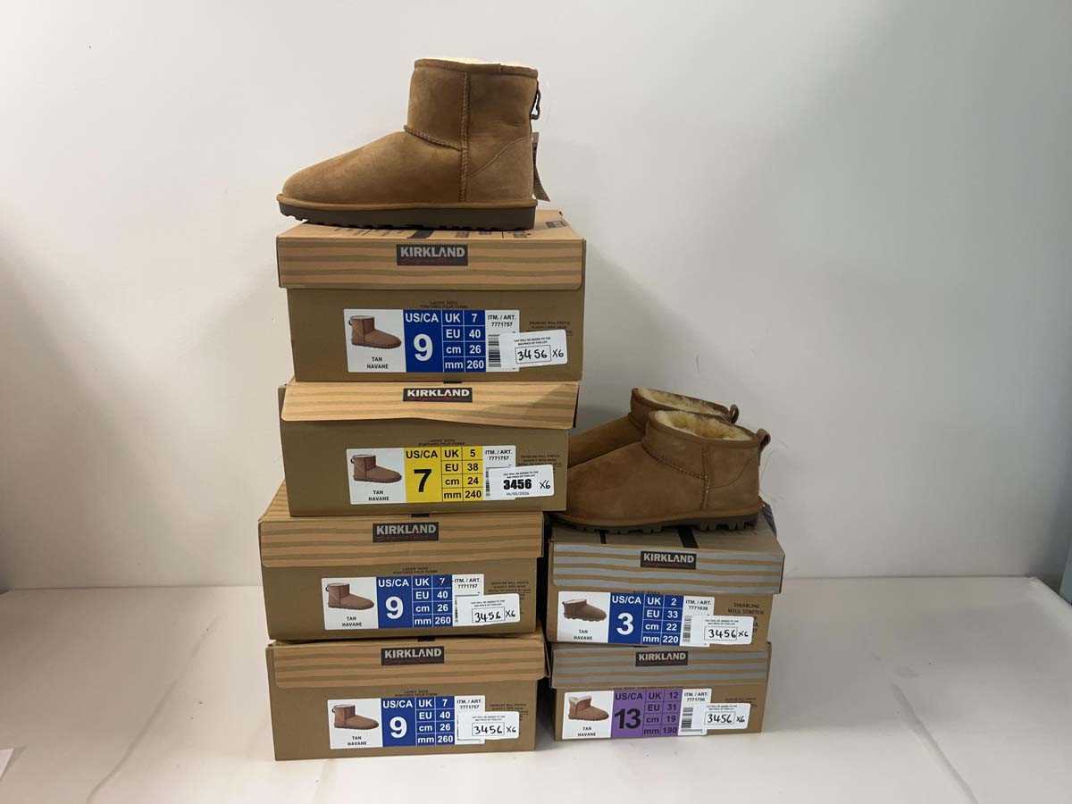 Lot 3456 - 6x Kirkland shearling boots adults & kids