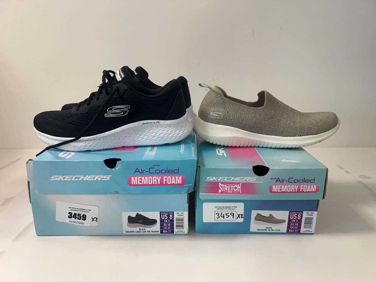 Lot 3459 - 2x Ladies Sketchers memory foam trainers