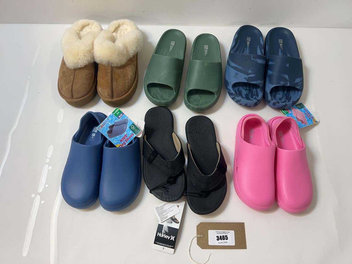 Lot 3465 - 6x pairs sandals, Hurley etc