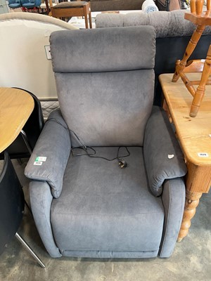 Lot 1026 - Modern grey suede upholstered electric...