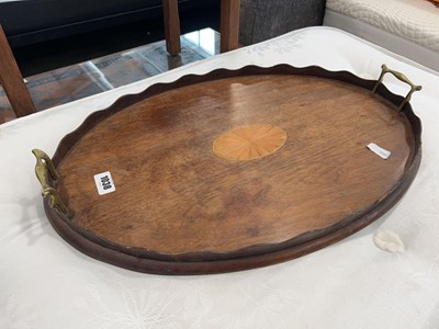 Lot 1038 - Edwardian inlaid twin handled serving tray
