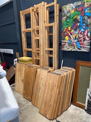 Lot 1597 - Modern pine modular shelving system