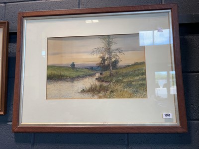 Lot 1060 - Framed and glazed watercolour of a stream...
