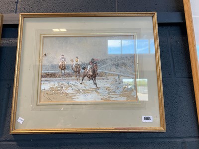 Lot 1064 - Framed and glazed pair of equestrian themed...