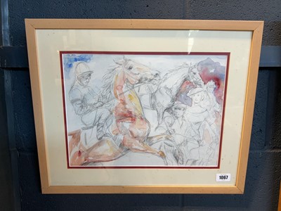 Lot 1067 - Framed and glazed pencil sketch with...