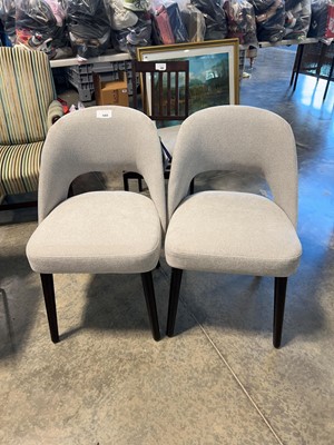 Lot 1084 - Pair of grey fabric upholstered dining chairs...