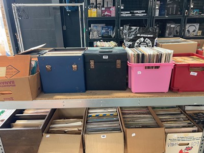 Lot 1096 - 3 boxes and 4 record cases of various records,...