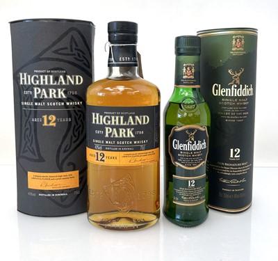 Lot 41 - 2 bottles, 1x Highland Park 12 year old Single...