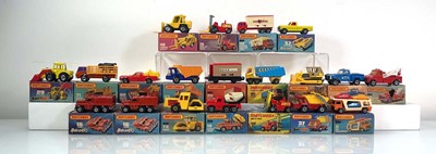 Lot 178 - Twenty Matchbox models: 11 car transporter, 15...