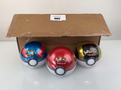Lot 1862 - 3x Pokémon TCG: Pokéball tins (Pokéball, Great...