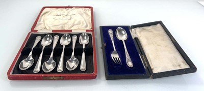 Lot 342 - A cased set of six silver teaspoons, Walker &...