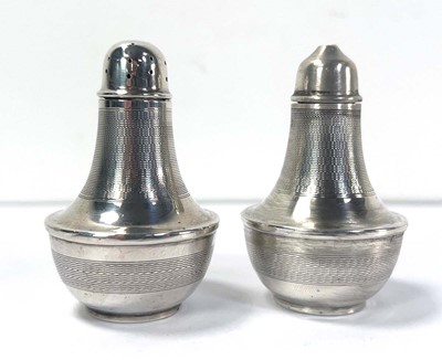 Lot 346 - A pair of silver engine turned salt and...