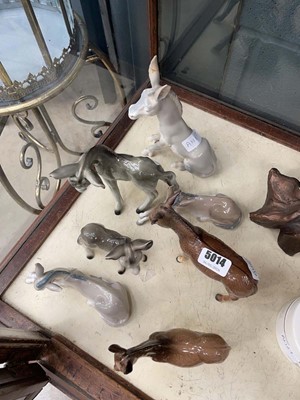 Lot 5014 - Seven Beswick, Lladro and unbranded donkey...