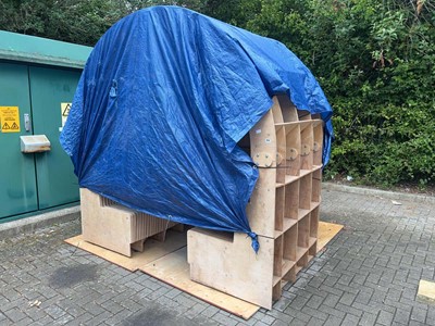 Lot 4473 - Sectional plywood hut frame with seating