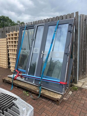 Lot 4490 - Grey UPVC French door set