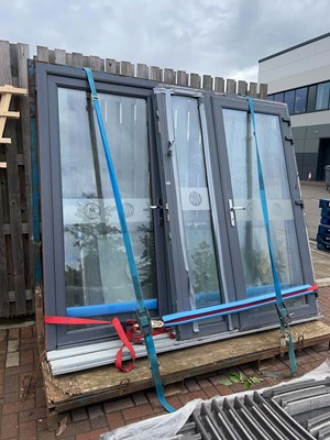 Lot 4490 - Grey UPVC French door set