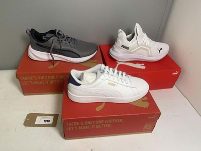Lot 1918 - 3x Boxed pairs of Puma trainers in various...