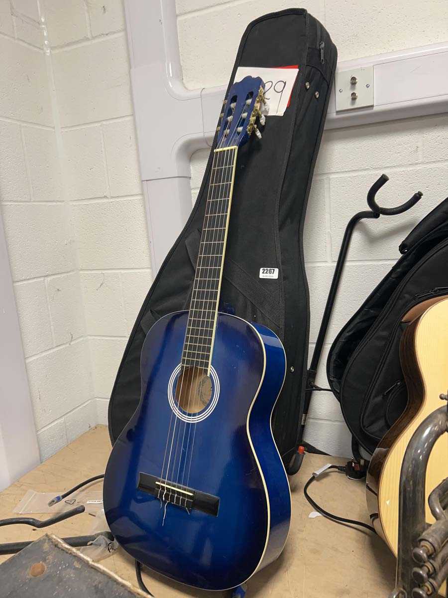 Lot 2267 - Ashton 6 string acoustic guitar in blue with...