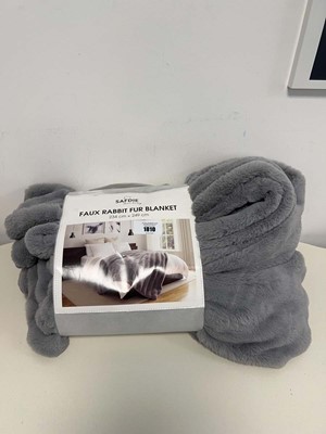 Lot 1810 - Safdie faux rabbit fir blanket in grey -...