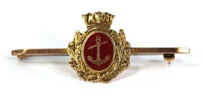 Lot 752 - A 9ct yellow gold Naval sweethearts brooch...