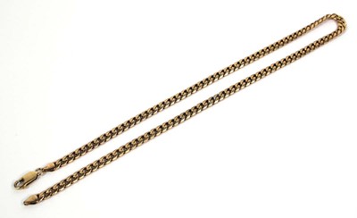 Lot 758 - A 9ct yellow gold flat curblink necklace with...
