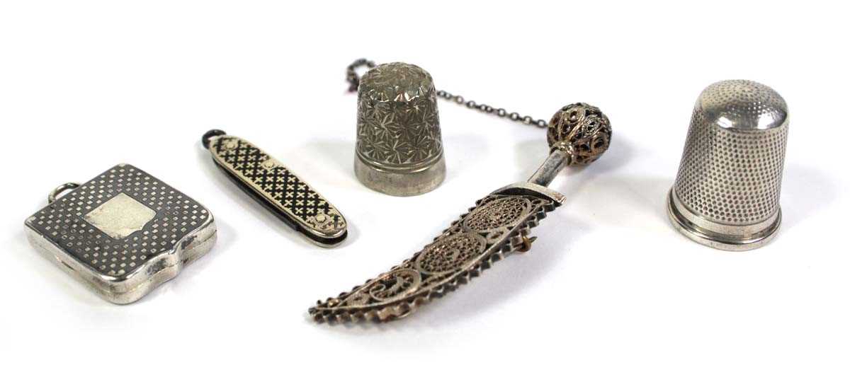Lot 761 - Five items of silver and metalware comprising...