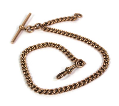 Lot 763 - A 9ct rose gold curblink watch chain with...