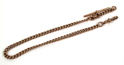 Lot 763 - A 9ct rose gold curblink watch chain with...