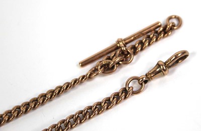Lot 763 - A 9ct rose gold curblink watch chain with...