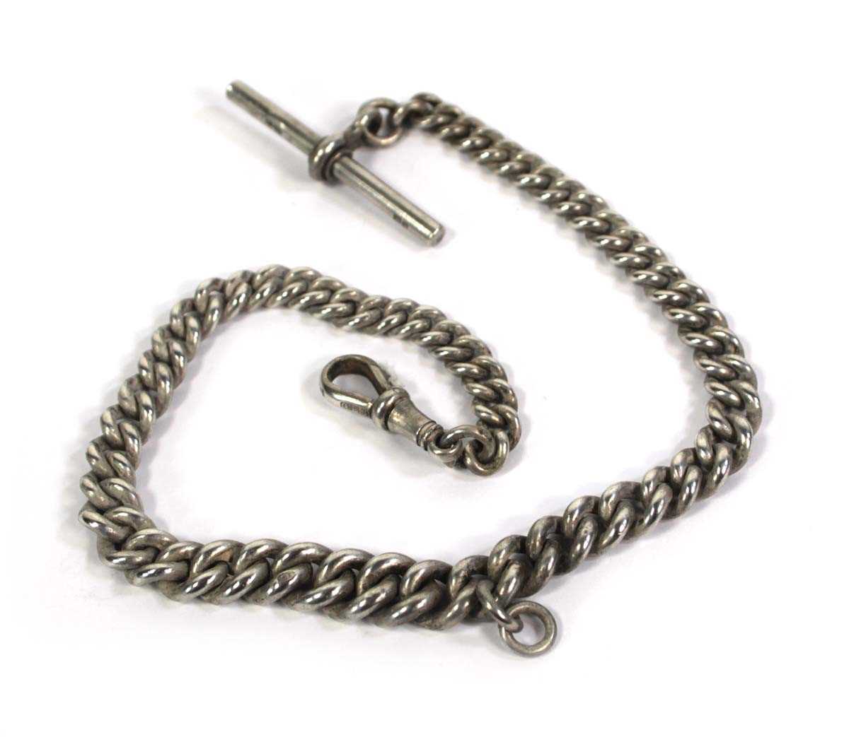 Lot 766 - A silver graduated Albert curblink watch chain...