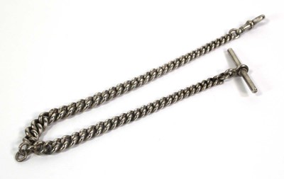 Lot 766 - A silver graduated Albert curblink watch chain...