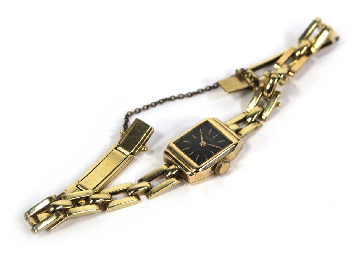 Lot 478 - A ladies 14ct yellow gold wristwatch by Huber,...